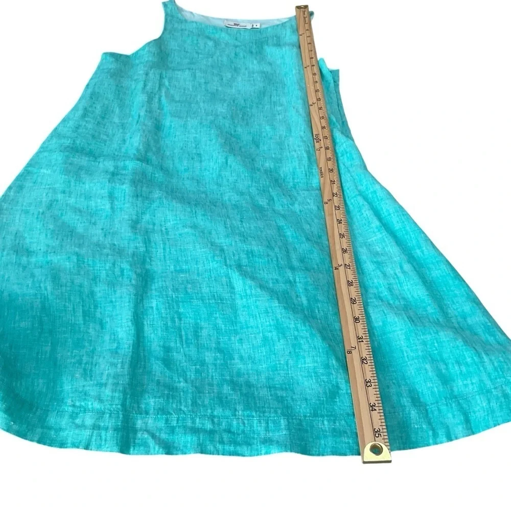 Vineyard Vines Aqua Blue Linen Sleeveless Shift Dress Size 6 - Picture 6 of 8